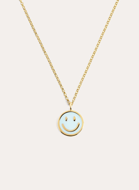 Smiley Sky Enamel Gold Necklace