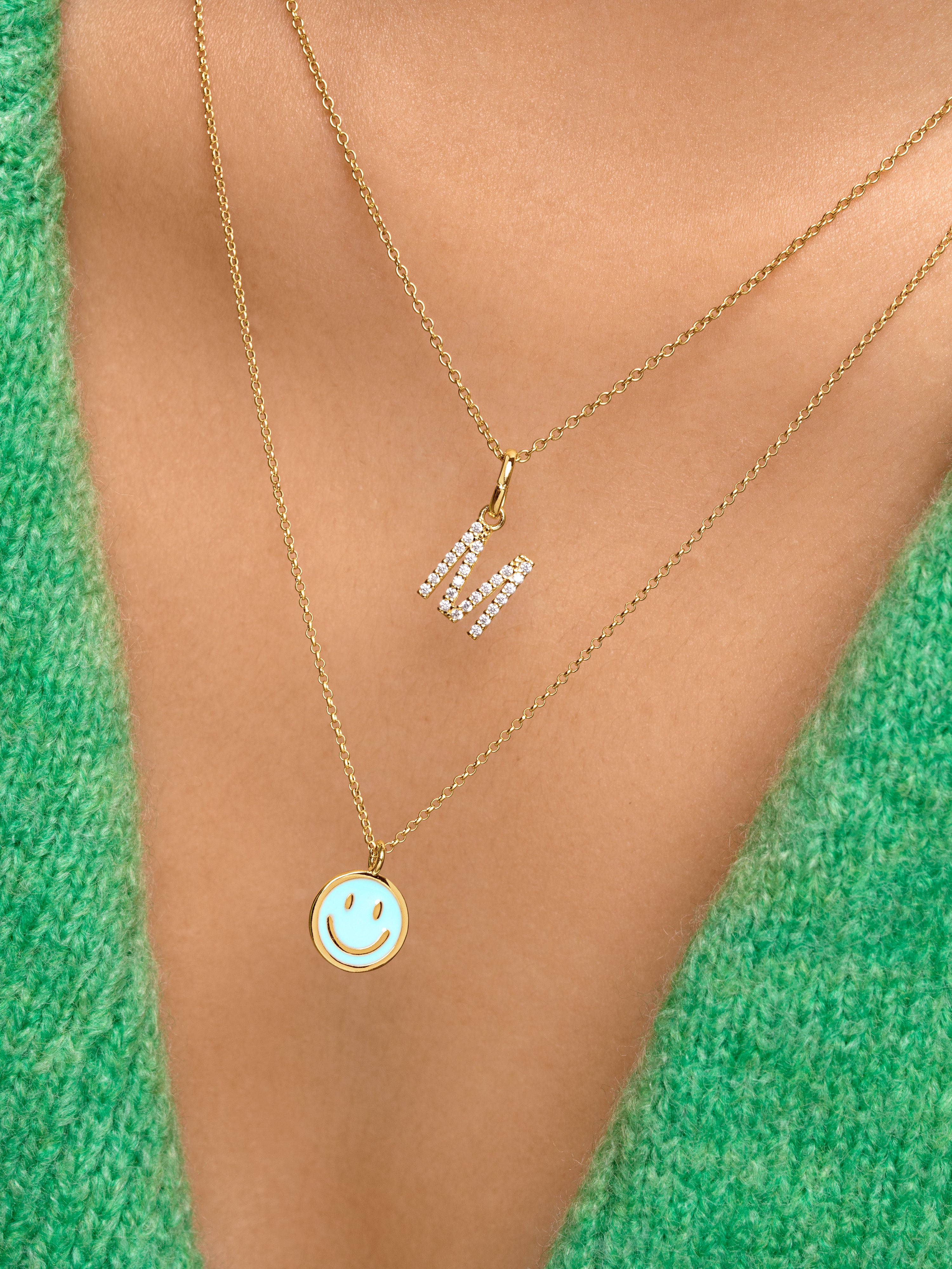 Smiley Sky Enamel Gold Necklace