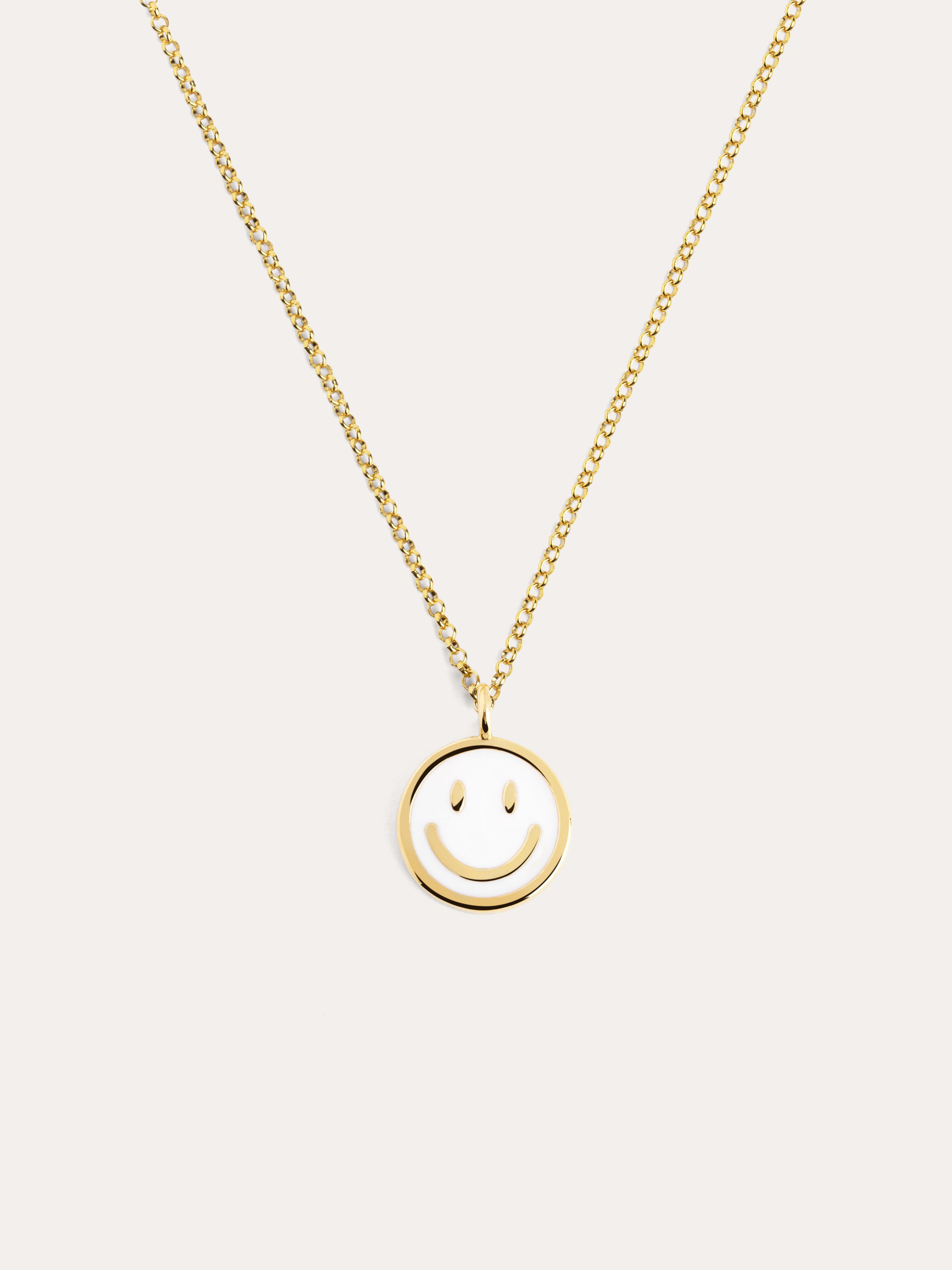 Collar Smiley White Enamel Oro