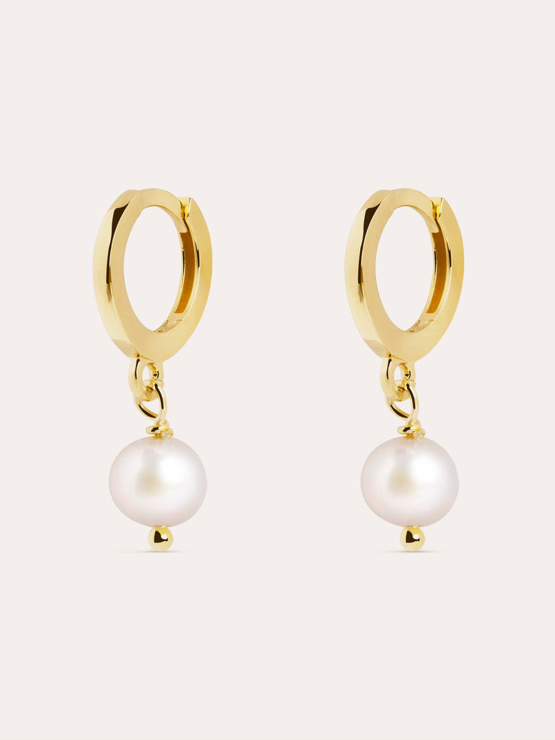 Brincos de Argola Pearl Prata Banho de Ouro