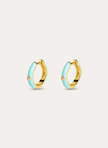 Boucles D’oreilles Créoles Spark Sky Enamel Plaqué Or