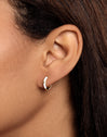 Pendientes Aro Spark White Enamel Baño Oro