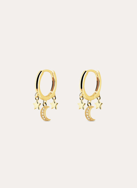 Pendientes Midnight Sky Plata Baño Oro
