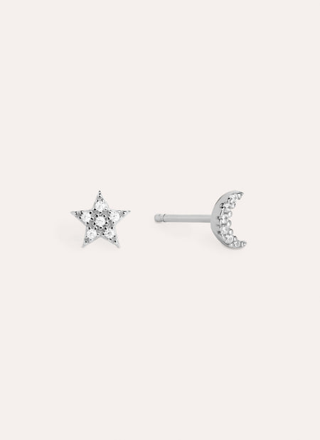 Pendientes Moon & Star Plata