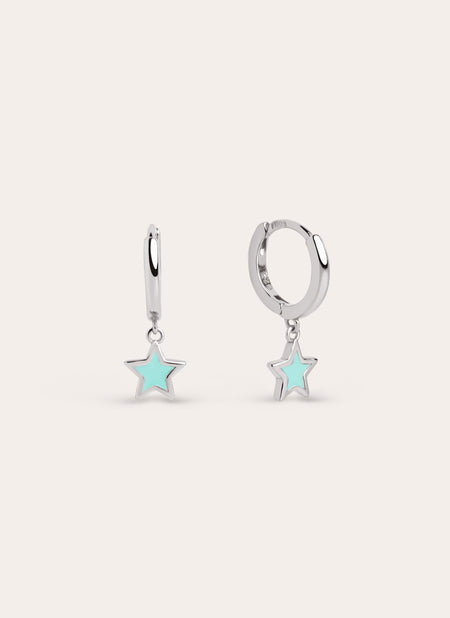 Pendientes Aro Star Sky Enamel Plata