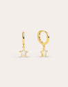 Pendientes Aro Star White Enamel Oro