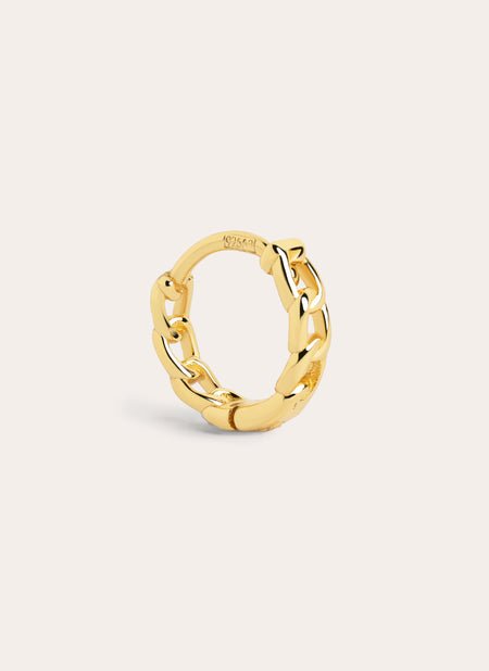 Pendiente Suelto Aro Chain S Plata Baño Oro