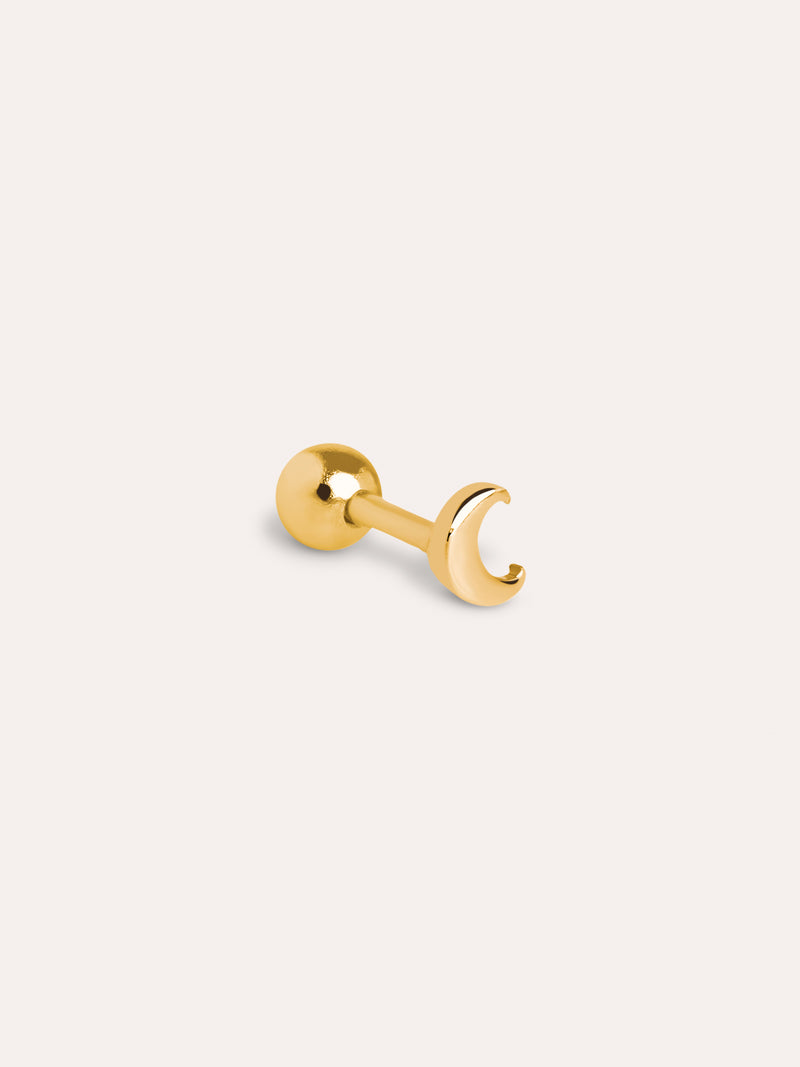 Brinco Individual Mini Moon Prata Banho de Ouro