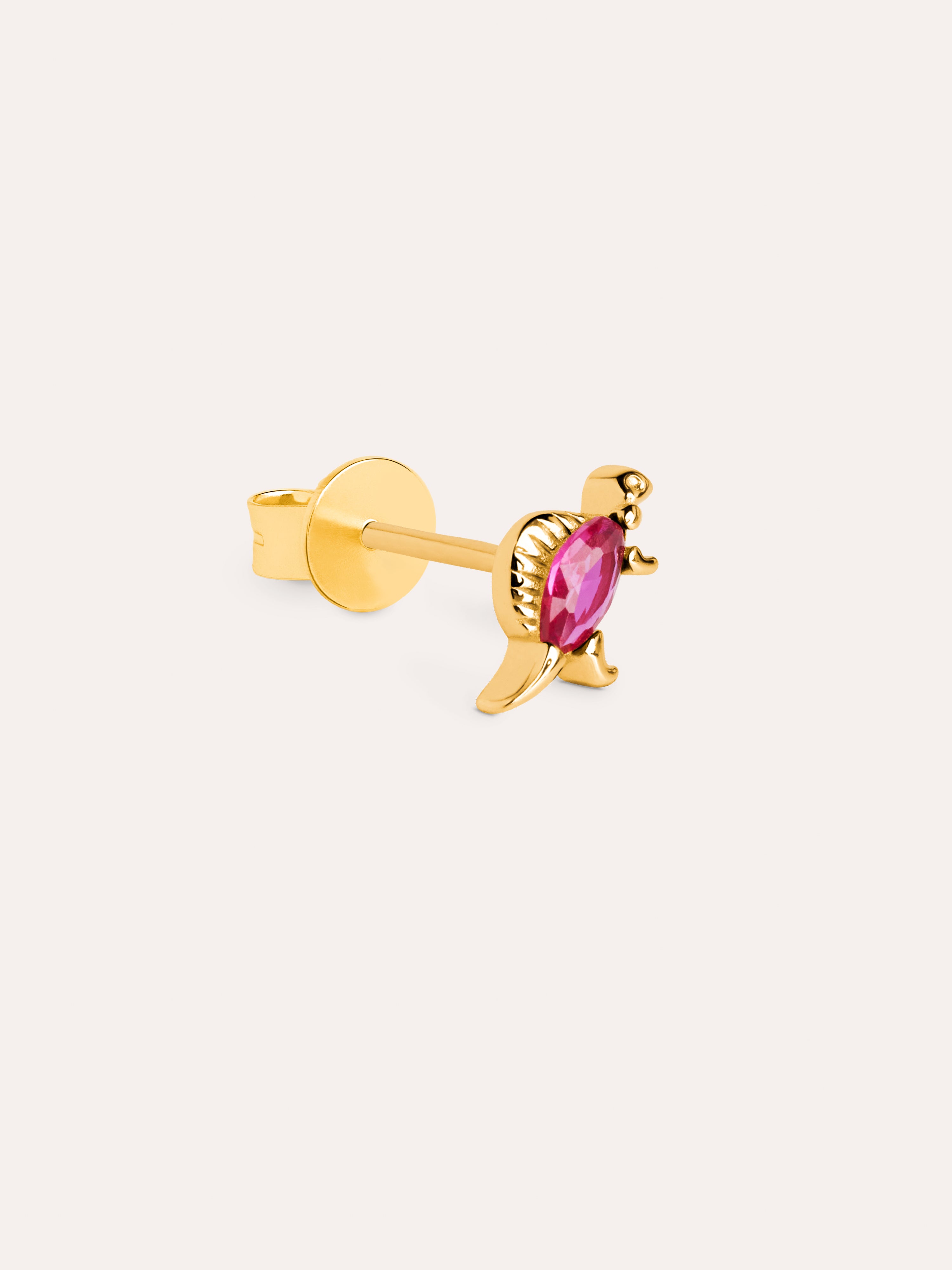 Dino Spinosaurus Raspberry Gold Single Earring