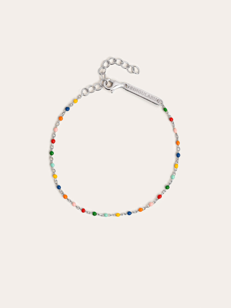 Pulsera Dots Colors Enamel Plata